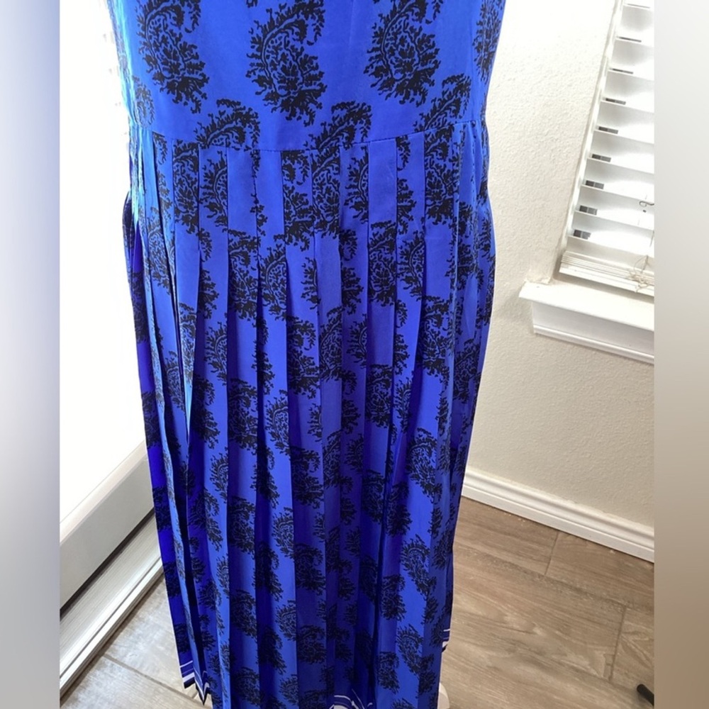 🎤🎉 Banana Republic Spaghetti Strap Paisley Pleated Midi Dress Sz 12 - Picture 10 of 12